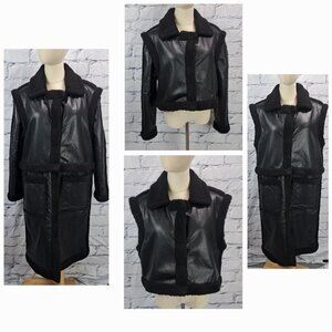 Mauritius Womens 4 in 1 Lamb Leather Jacket Coat Vest Black Faux Shearling 10 US